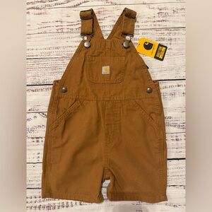 NWT Carhartt Boys Shortalls Bibs Overalls Canvas Brown
